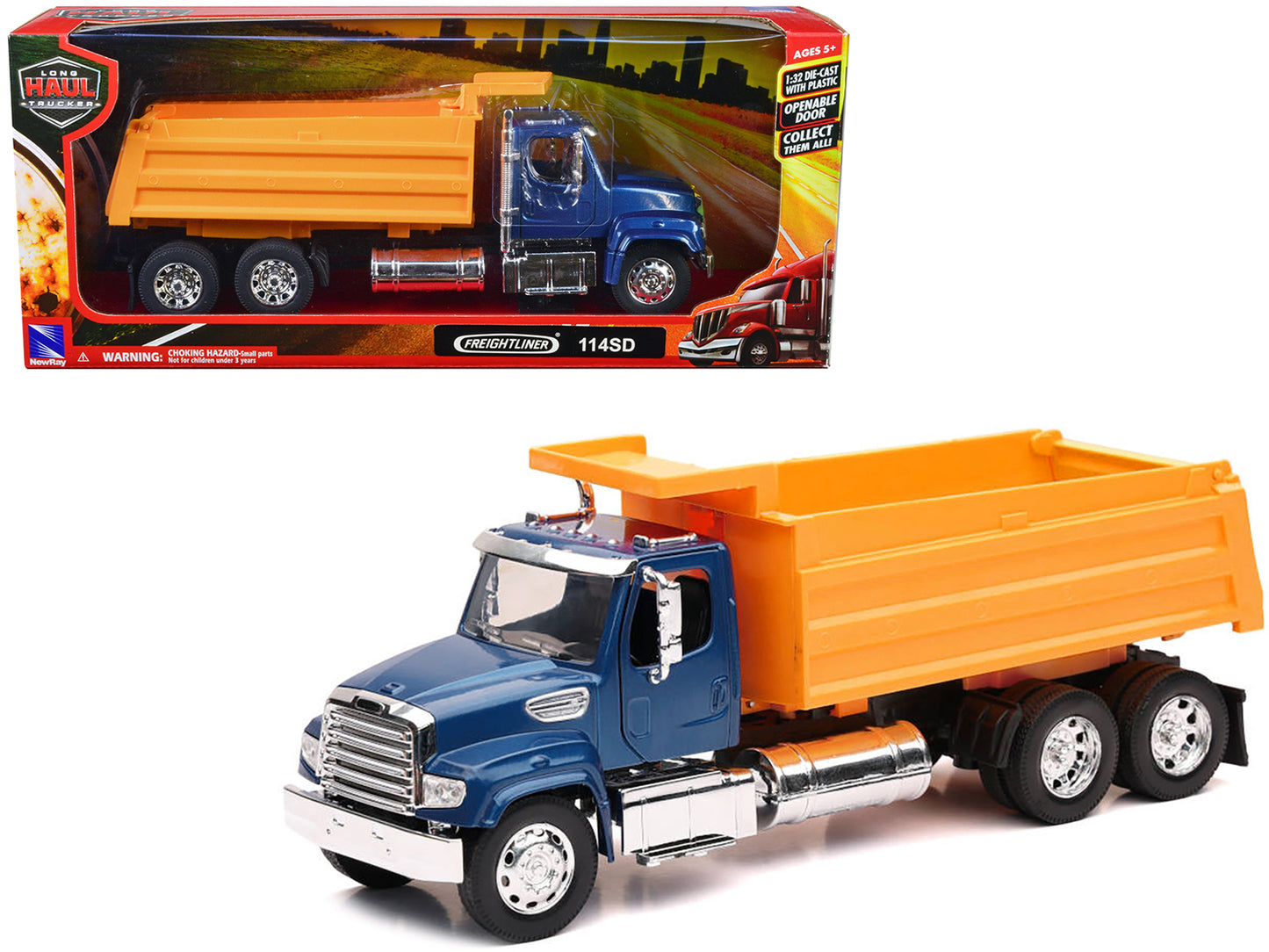Freightliner 114SD Dump  Blue Diecast Model Dump Truck 