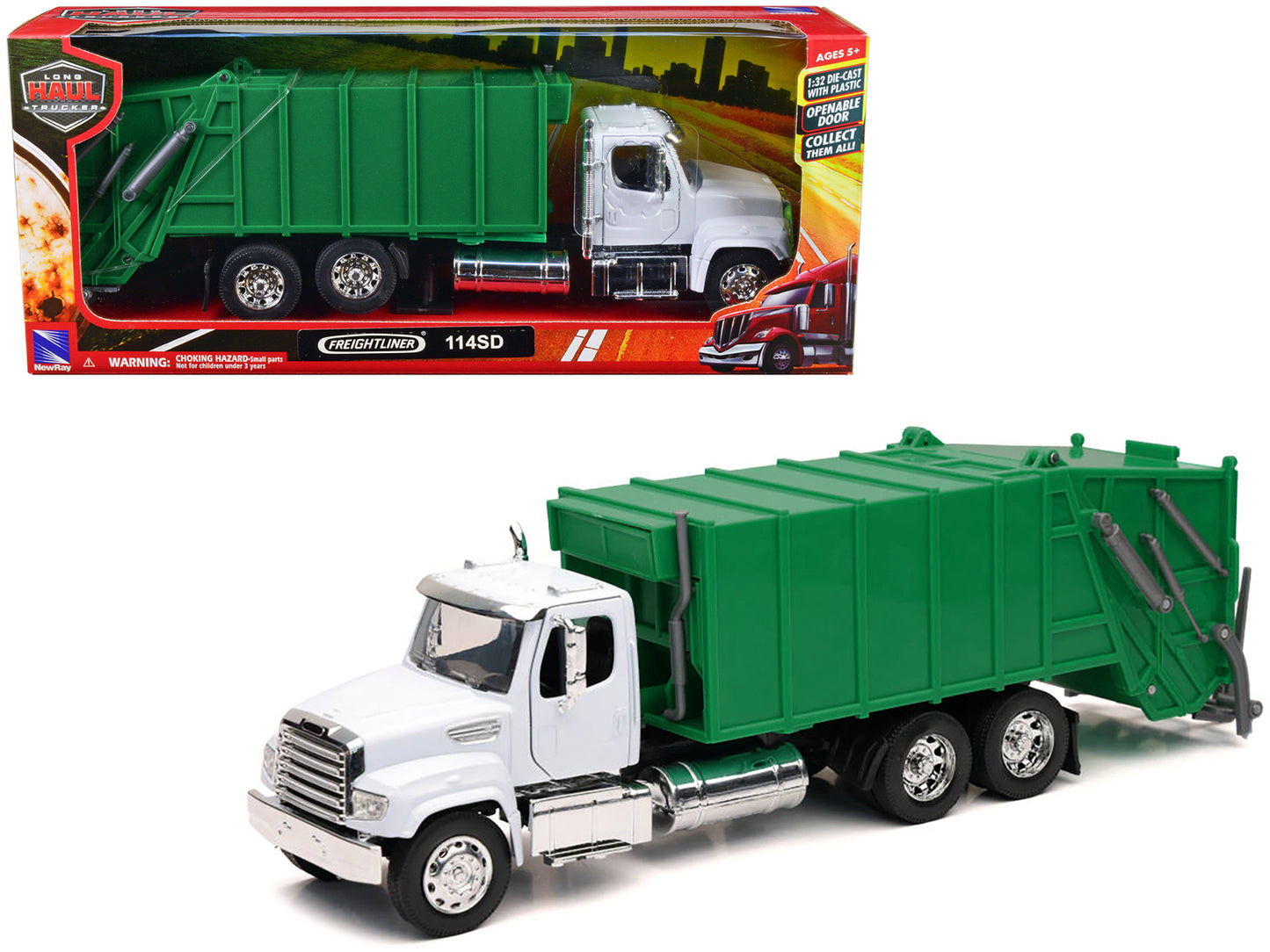 Freightliner 114SD Garbage  White Diecast Model Garbage Truck 
