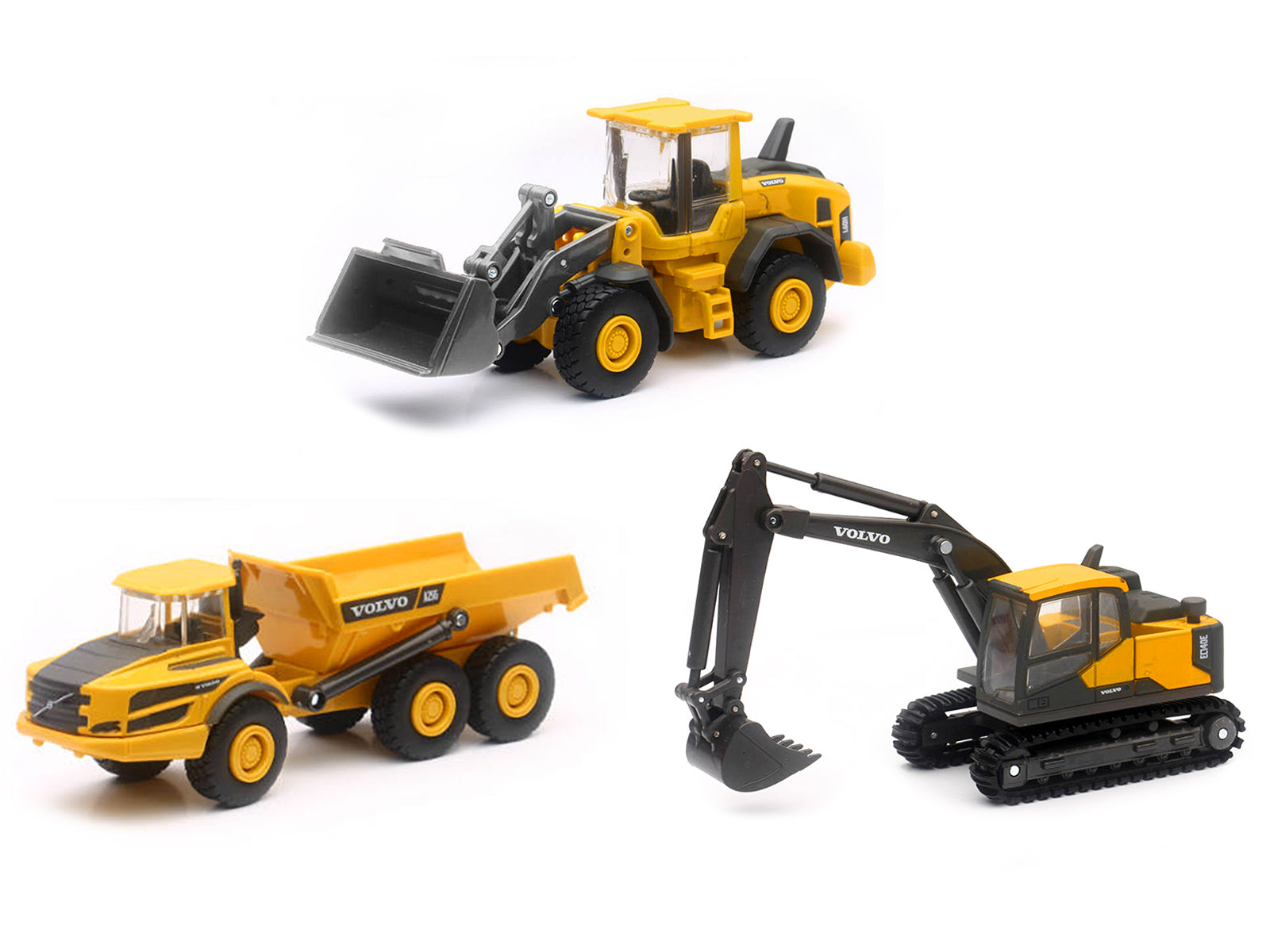 Brand new diecast models of "Volvo Construction Vehicles" Set of 3 pieces die cast models by New Ray.
Brand new boxes.